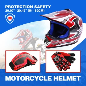 Kinder Moto cross Helm Motorradhelm Integralhelm + Cross Brille + Handschuhe M - Bild 1 von 8