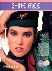 Maybelline 1987 maquillaje vintage libre de brillo de 1 página anuncio de revista - Imagen 1 de 1