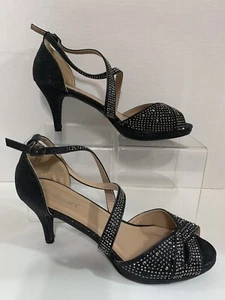 NWOT  Delicacy Heels Black Jewell Size 9 Womens 3.5 inch heels - Picture 1 of 11