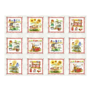 Fresh Picked Fruit Farm Stand Farm Signs Novelty Multi Quilting Fabric Panel 22" - Picture 1 of 1