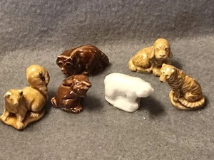 Lote Mini Cerámica Esmaltada Wade Whimsies Conejo Tigre Mapache Perro 1+" Alto Inglaterra - Imagen 1 de 12