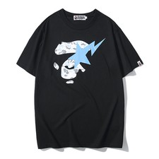 Luminous Ape Head A Bathing Ape BAPE Ape Head Round Collar Short Sleeves T-Shirt