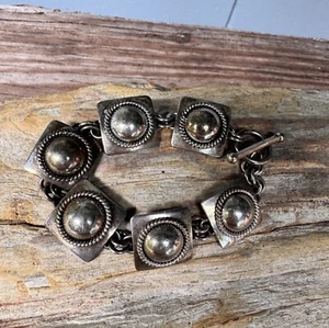 Artie Yellowhorse Sterling Silver Toggle Bracelet 7 " Navajo - Picture 1 of 8