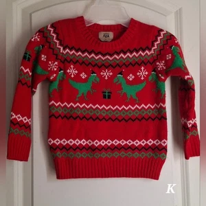 Maximus Rex Kids/toddler Sz 4 Christmas Sweater Dinosaur T Rex Acrylic School - Picture 1 of 8