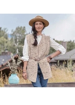 Chaleco Sundance Coastal Secrets Crema Calce Relajado Frente Abierto Mezcla Alpaca Talla L Foto 1 de 4