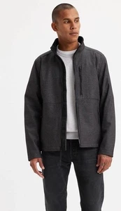 Levis Soft Shell Stand Collar Jacket Mens L Gray Poly/Nylon Zip Pockets Work - Picture 1 of 6