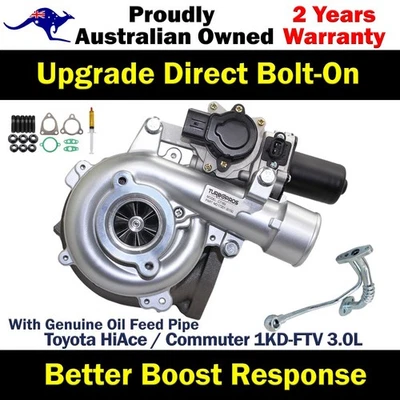 Billet Turbo + Tubo de alimentación de aceite genuino para Toyota HiAce/Commuter 1KD-FTV 3,0 L Foto 1 de 4