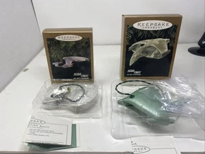 Hallmark Uss Enterprise 1993 Romulan Warbird 1995 Magic Ornaments - Picture 1 of 7