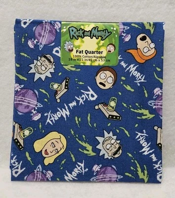 Adult Swim Rick & Morty 100% Quilting Cotton 18" X 21" Precut Fat Quarter/New - Image 1 of 2