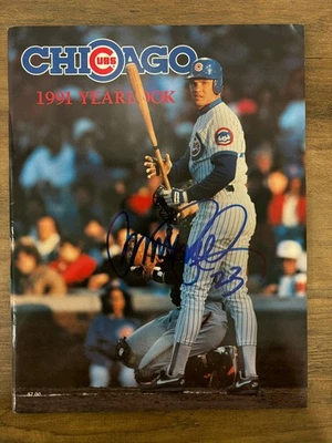 1991 Chicago Cubs Yearbook MLB Ryne Sandberg Cover Signed Autograph Magazine - Image 1 of 2