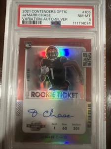 Contenders Optic 2021 - Boleto de novato automático Ja'Marr Chase #105 Silver Prizm - Imagen 1 de 2