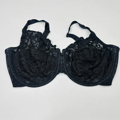Wacoal Embroidered Bra 40DDD Black Arabesque Unlined Underwire 85199 - Image 1 of 4