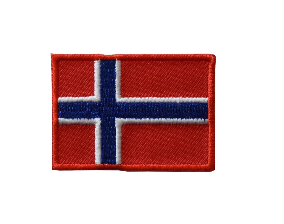 #5104 Norway Flag Embroidery Iron On Patch-Small 1 3/4" - Image 1 of 1