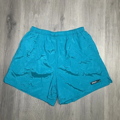 Speedo Vintage 1990s Men's Teal Swim Trunks Size L Lined Nylon - Image 1 of 4