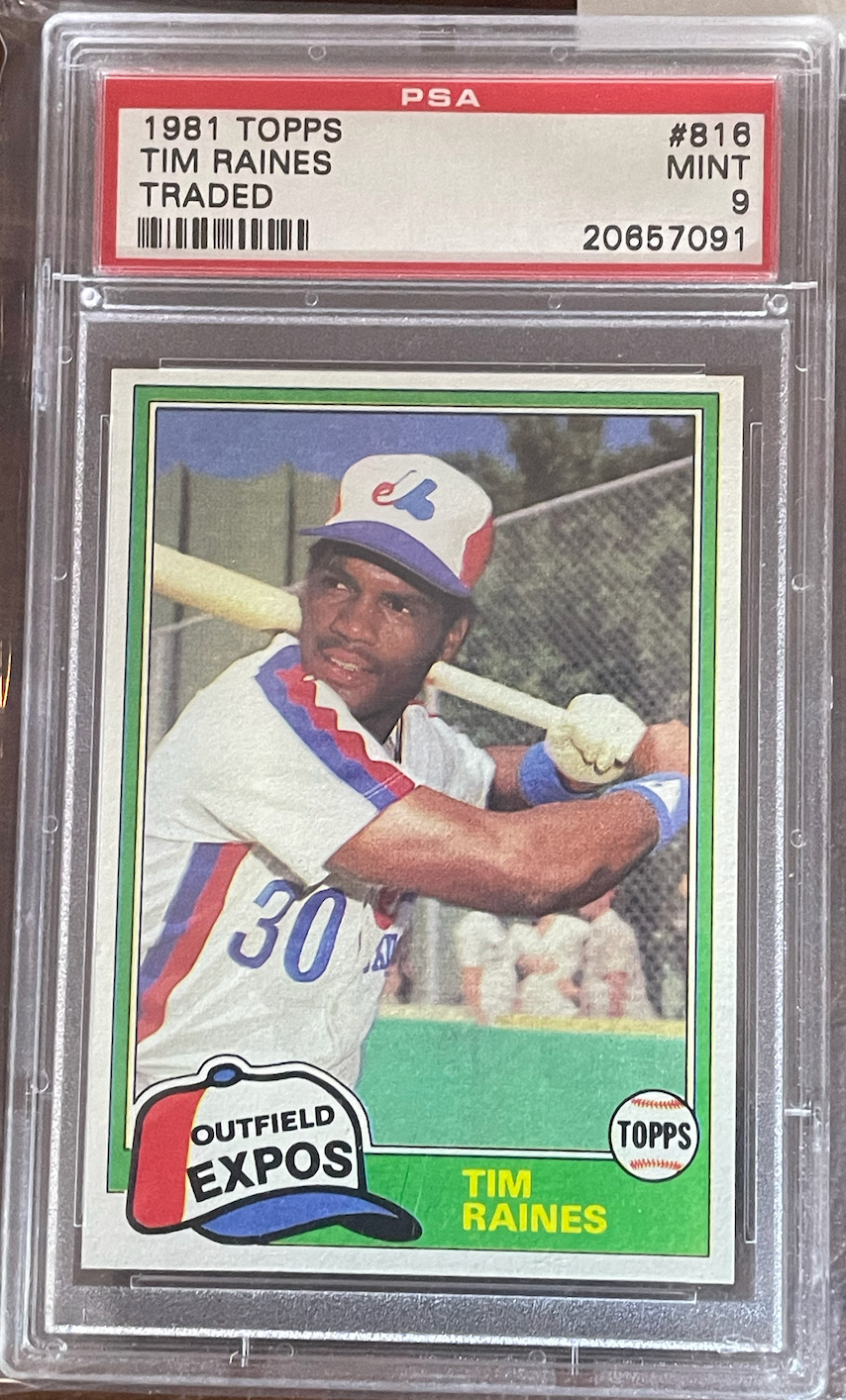 1981 Topps Tim Raines Traded Rookie Card Rc #816 Psa 9 Mint Expos