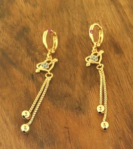 NEW EARRINGS ARROW HEART BLUE STYLE EXCLUSIVE FASHION ANTIALLERGIC LIGHT ROSE - Picture 1 of 2