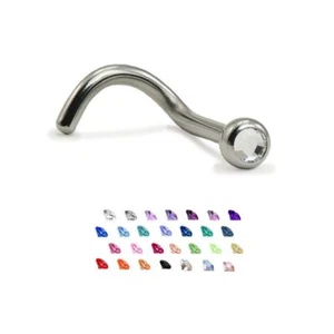 316L Surgical Steel Nose Screw Ring Stud Ball Bezel 18G - Picture 1 of 1