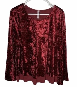Monreno Womens Crushed Velvet Blouse Small Red - Picture 1 of 4