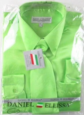 NWT Daniel Ellissa Mens Metallic Apple Green Dress Shirt & Tie Set, 14.5 (32/33) - Image 1 of 2