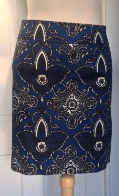 Skirtin Around New Canaan CT Skirt Dark Blue Medallion sz 8 - Image 1 of 4