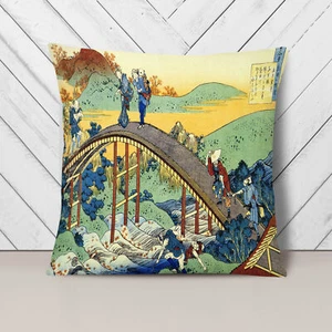 Hokusai Paesaggio Giapponese Orientale (2) 1 x Cuscino Morbido e Cuscino Da Getto Copertura - Foto 1 di 13