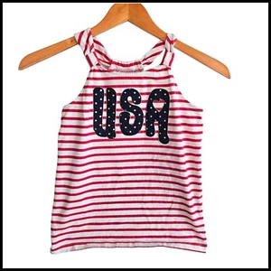 Gymboree USA Tank Top Patriotic Sleeveless Red White Stripes Size 10 - Picture 1 of 6