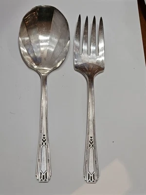 Oneida Community Tudor colher de servir prato e garfo folheado a prata - Imagem 1 de 4