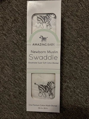 Детское муслиновое пеленальное одеяло премиум хлопок зебра - Изображение 1 из 3