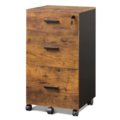 Archivador enrollable DEVAISE 3 cajones con cerradura, archivador de madera se adapta a Let Foto 1 de 4