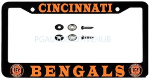 License Plate Frame Stainless Steel Vinyl Lettering FOR CINNCINATI BENGALS - Bild 1 von 4