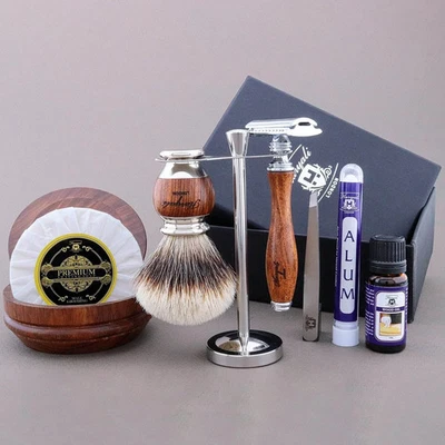 8 piezas Champú para el cuidado de la barba para hombres Bálsamo Aceite Cepillo Peine Kit de regalo Juego de afeitado de aseo - Imagen 1 de 4