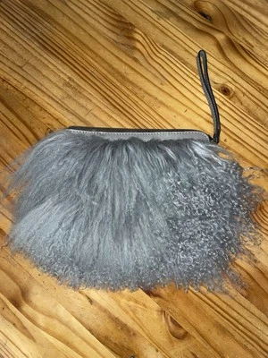 PATRICIA NASH RARO GRIS PIEL DE CABRA MONGOLA BOLSO DE MANO/MUÑEQUERA Foto 1 de 4