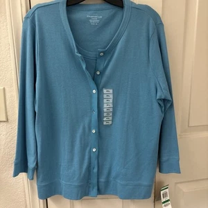 Charter Club Strickjacke Shell Pullover Twin Set Pool Blau Gr. PL - Bild 1 von 7