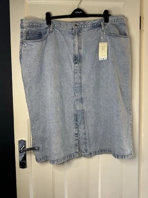 Mango High Waist Denim Midi Skirt New With *flaws* Size 4XL UK 26 - Image 1 of 4