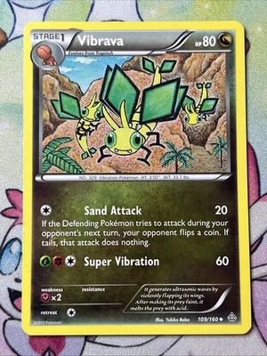 Vibrava 109/160 - MP XY Primal Clash - Pokemon 2015 Uncommon TCG Card - Image 1 of 2