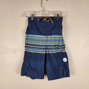 Tommy Bahama Boys Swim Trunks L Blue Stripe Drawstring Mesh Lined Board Shorts - Picture 1 of 12