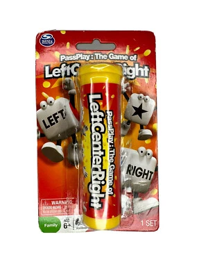 Pass Play: The Game Of Left Center Right Complete Dice Game Spin Master Tube NEW - Image 1 of 4