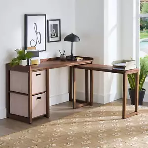 Better Homes & Gardens Ezra Modular L Desk with 2-Cube Storage, Walnut Finish - Picture 1 of 6