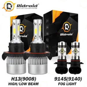For 2004-2014 Ford F-150 6000K LED Headlight Hi/Lo + Fog Light 4 Bulbs Combo Kit - Picture 1 of 12