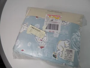 vintage Eddie Bauer Home flannel Twin Sheet Set, Christmas-Polar-Bear, NOS - Picture 1 of 9