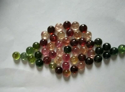 Tourmaline Cabochon Round Shape Multi Color 51 Pcs. 6 MM 56 Cts Natural Gemstone - Image 1 of 4