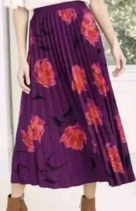 Falda plisada Aline con estampado floral rosa púrpura talla XS para mujer talla XS nueva con etiquetas - Imagen 1 de 7