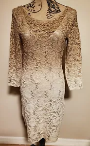 Chelsea & Violet Woman Junior Lace Beige Dress Midi Size S - Picture 1 of 7