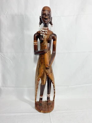 Antigua estatua de madera de mujer tribal africana | Estatua tribal | Estatua africana | T Foto 1 de 4