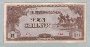 WWII Oceania Japanese Occupation 10 shilling 1942, P3a (80) XF - Picture 1 of 2