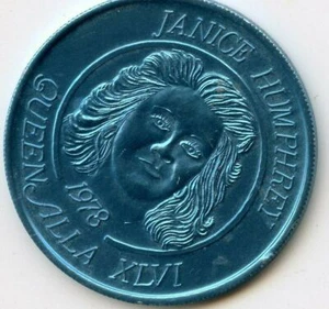Mardi Gras Doubloon Krewe of Alla 1978 Aluminum Blue - Picture 1 of 2