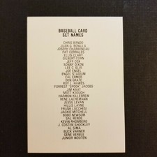 1988 Chattanooga LOOKOUTS Legends CHECKLIST Baseball Card