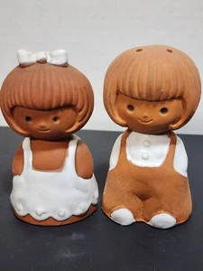 Terra Cotta Gingerbread Man Woman Salt Pepper Shakers - Picture 1 of 3