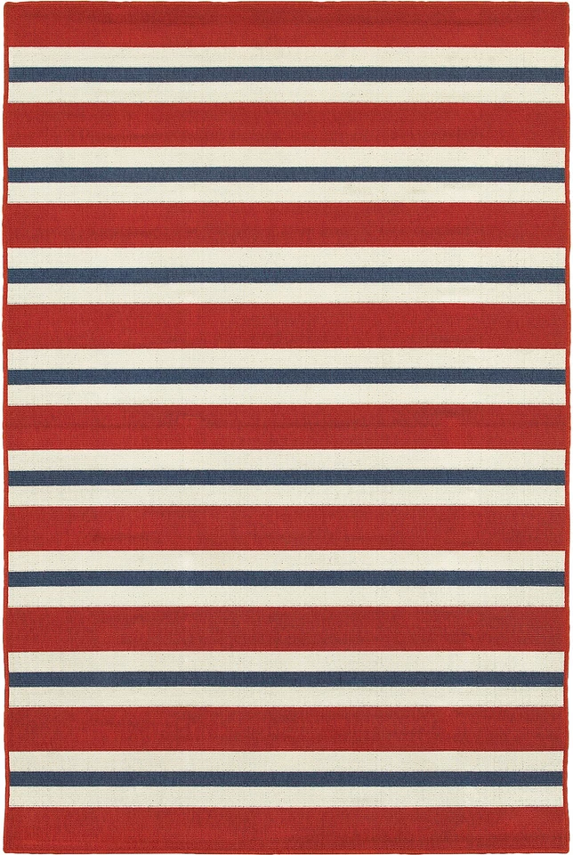 Sphinx Red Contemporary Synthetics Lines Stripes Rows Area Rug Striped 5701R - Image 1 of 1