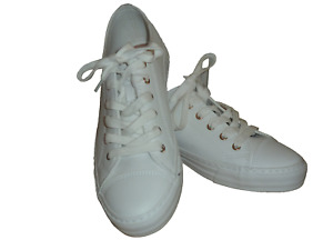Next Forever Comfort UK 8 Eur 42 NEW White Faux Leather Lace Up Shoes / Trainers